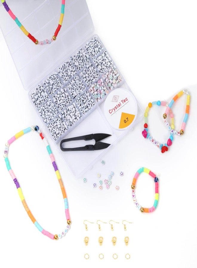 ambitieux Jewelry Making Kit For Kids - Diy Beads Kit With 15+2 Compartment Box, Colorful Beads, Cutter & Elastic Thread - Birthday Gift For Girls (A To Z Alphabet Emojis),Multicolor - Image 3